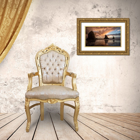 Falling Sunsets Gold Ornate Wood Framed Art Print with Double Matting by Amos, Andy