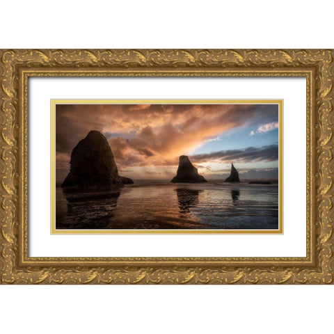 Falling Sunsets Gold Ornate Wood Framed Art Print with Double Matting by Amos, Andy