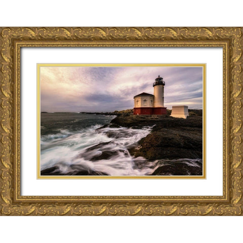 Lighthouse Gold Ornate Wood Framed Art Print with Double Matting by Amos, Andy