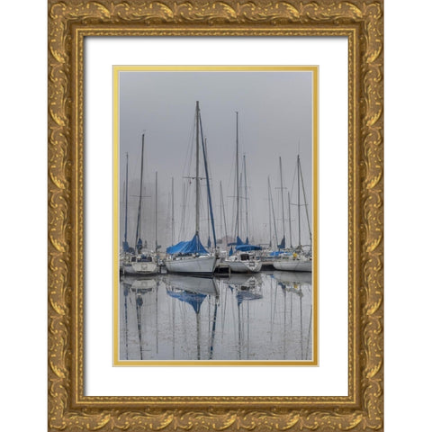 Sailing Boats Gold Ornate Wood Framed Art Print with Double Matting by Amos, Andy