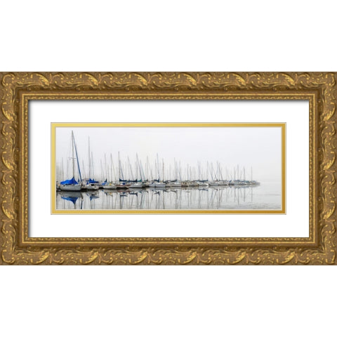 Sailing Boats Panel Gold Ornate Wood Framed Art Print with Double Matting by Amos, Andy