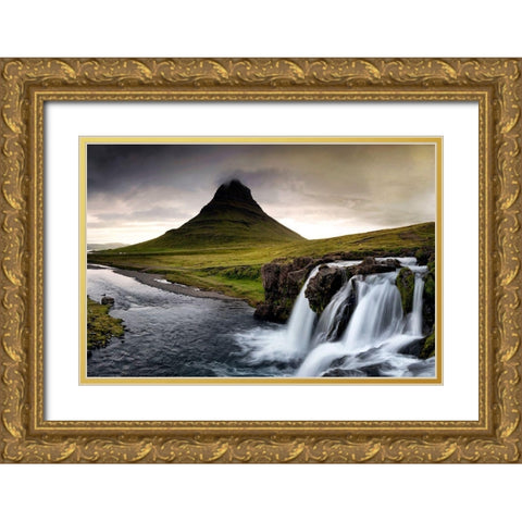 Close to the Falls Gold Ornate Wood Framed Art Print with Double Matting by Amos, Andy