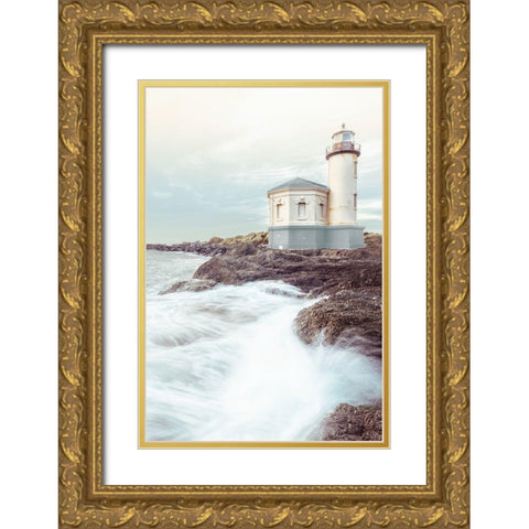Crashing Waves Gold Ornate Wood Framed Art Print with Double Matting by Amos, Andy