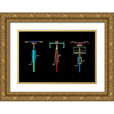 Bike Trio Gold Ornate Wood Framed Art Print with Double Matting by Mabat, Ynon