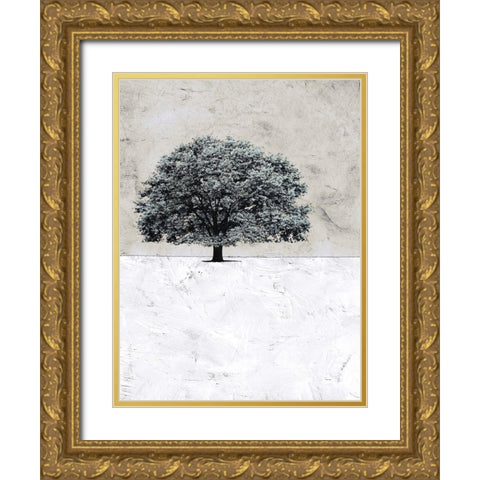 Old Black Tree Gold Ornate Wood Framed Art Print with Double Matting by Mabat, Ynon