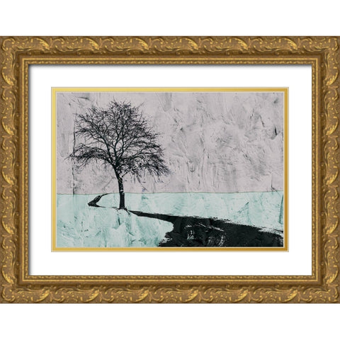 Near the Road Gold Ornate Wood Framed Art Print with Double Matting by Mabat, Ynon