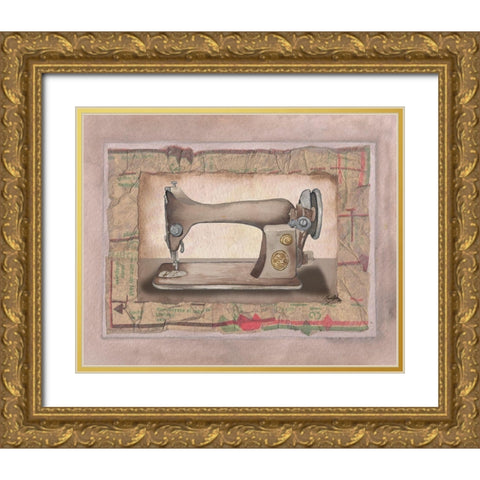 Sewing Machine I Gold Ornate Wood Framed Art Print with Double Matting by Baker, Mary Beth