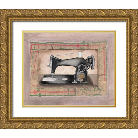 Sewing Machine II Gold Ornate Wood Framed Art Print with Double Matting by Baker, Mary Beth