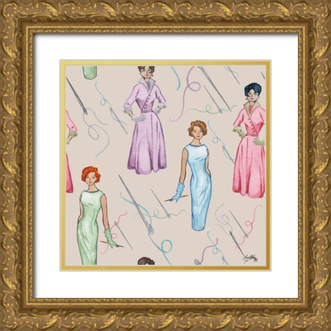 Fashion Tools VI Gold Ornate Wood Framed Art Print with Double Matting by Baker, Mary Beth