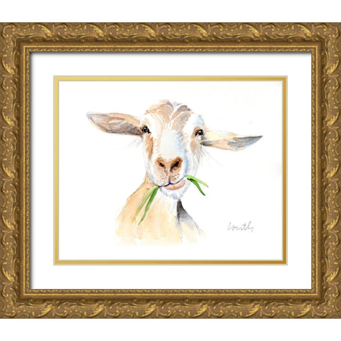 Goat III Gold Ornate Wood Framed Art Print with Double Matting by Loreth, Lanie