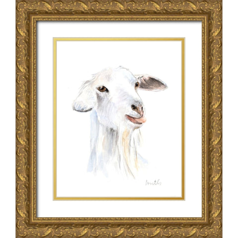 Goat I Gold Ornate Wood Framed Art Print with Double Matting by Loreth, Lanie