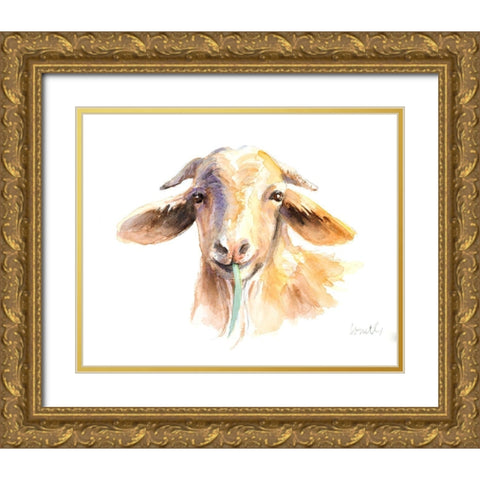 Goat IV Gold Ornate Wood Framed Art Print with Double Matting by Loreth, Lanie