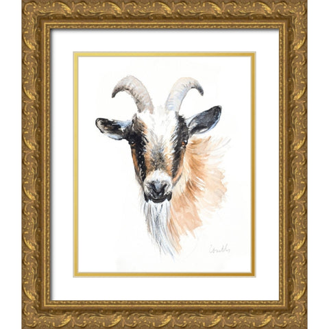 Goat II Gold Ornate Wood Framed Art Print with Double Matting by Loreth, Lanie