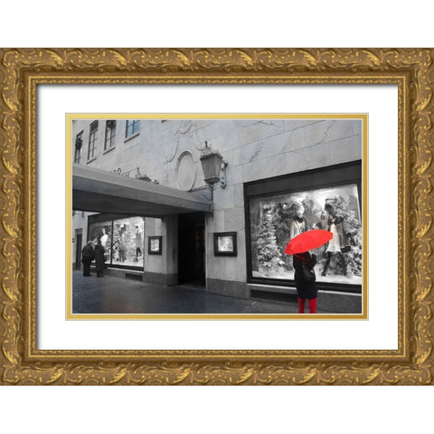 Shopping Downtown Gold Ornate Wood Framed Art Print with Double Matting by Bill Carson Photography