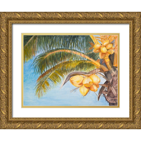 Coconut Palm Trees Gold Ornate Wood Framed Art Print with Double Matting by Odum, Jan