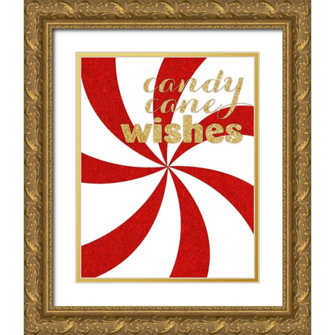 Candy Cane Wishes Gold Ornate Wood Framed Art Print with Double Matting by SD Graphics Studio