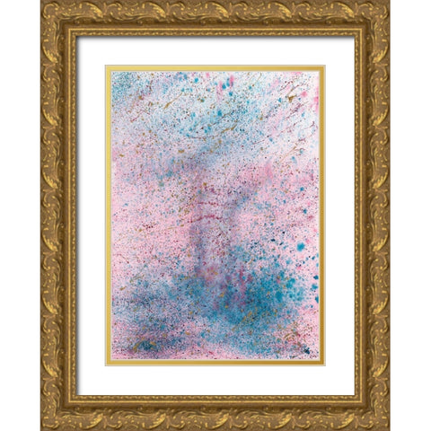 Pink and Blue Splash Gold Ornate Wood Framed Art Print with Double Matting by Bucheli, Amaya