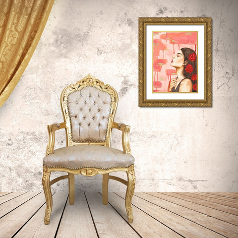 Without Breath Gold Ornate Wood Framed Art Print with Double Matting by Amaya
