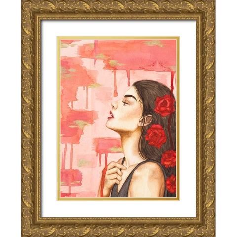 Without Breath Gold Ornate Wood Framed Art Print with Double Matting by Amaya