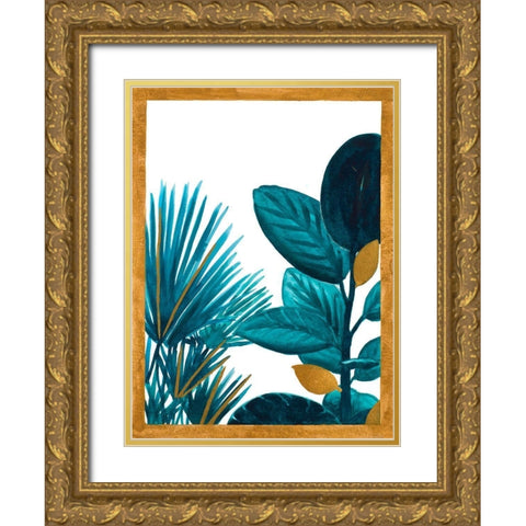 Mystery Teals Gold Ornate Wood Framed Art Print with Double Matting by Bucheli, Amaya
