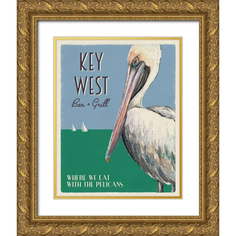 Key West Gold Ornate Wood Framed Art Print with Double Matting by Pinto, Patricia