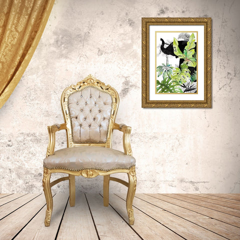 Elefante Negro I Gold Ornate Wood Framed Art Print with Double Matting by Pinto, Patricia