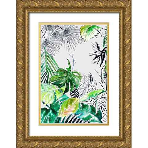 Teal Palm Selva II Gold Ornate Wood Framed Art Print with Double Matting by Pinto, Patricia