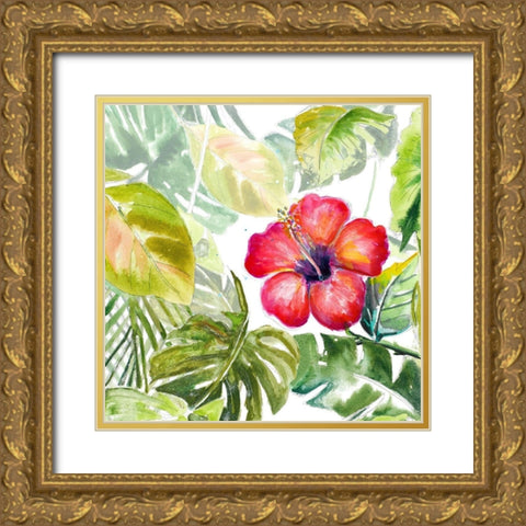 Hibiscus on Selva Gold Ornate Wood Framed Art Print with Double Matting by Pinto, Patricia