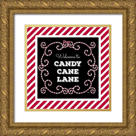 Welcome to Candy Cane Lane Gold Ornate Wood Framed Art Print with Double Matting by Metz, Andi