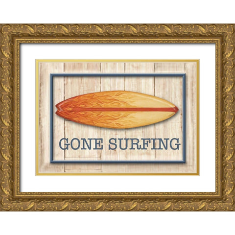 Catch a Wave I Gold Ornate Wood Framed Art Print with Double Matting by Diannart