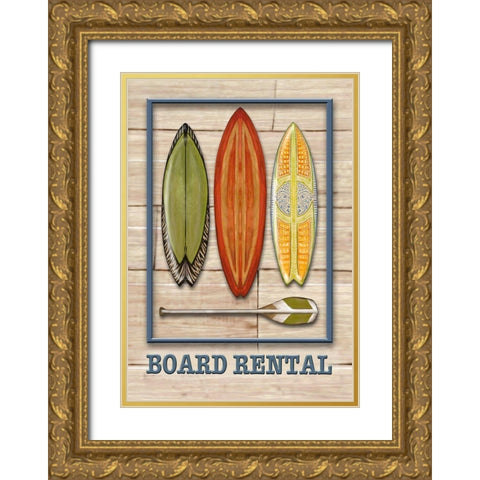 Board Rental Gold Ornate Wood Framed Art Print with Double Matting by Diannart