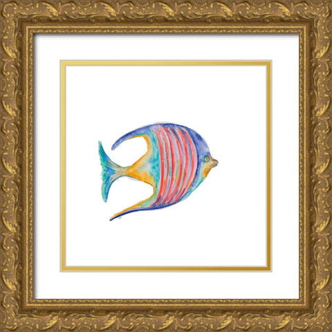 Swim with the Fish III Gold Ornate Wood Framed Art Print with Double Matting by DeRice, Julie