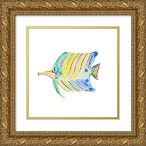 Swim with the Fish IV Gold Ornate Wood Framed Art Print with Double Matting by DeRice, Julie
