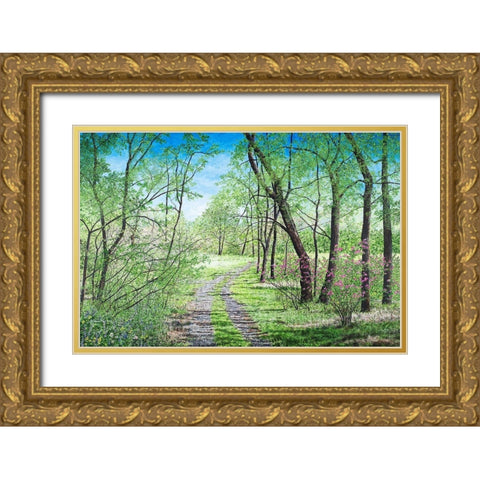 Springs Poetry Gold Ornate Wood Framed Art Print with Double Matting by Redding, James