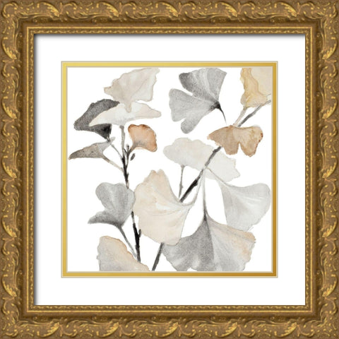 Neutral Ginko Stems I Gold Ornate Wood Framed Art Print with Double Matting by Loreth, Lanie