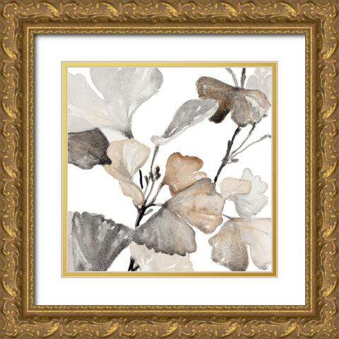 Neutral Ginko Stems II Gold Ornate Wood Framed Art Print with Double Matting by Loreth, Lanie