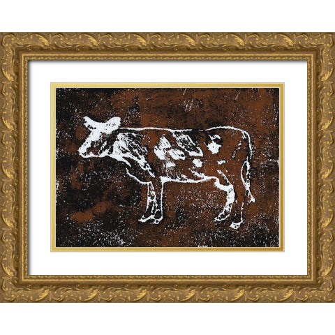 Country Cow Gold Ornate Wood Framed Art Print with Double Matting by Loreth, Lanie
