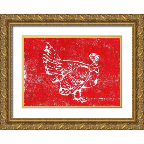 Country Turkey Gold Ornate Wood Framed Art Print with Double Matting by Loreth, Lanie
