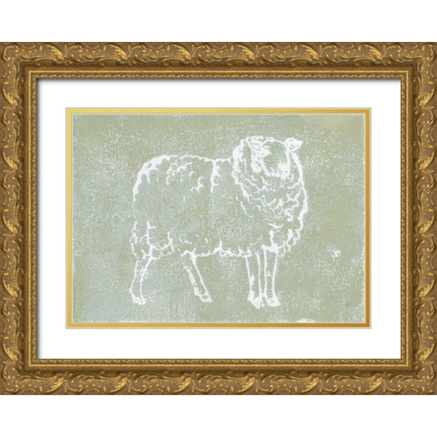 Country Sheep Gold Ornate Wood Framed Art Print with Double Matting by Loreth, Lanie