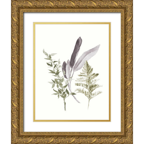 Tonal Leaves II Gold Ornate Wood Framed Art Print with Double Matting by Loreth, Lanie
