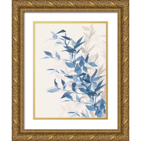 Blue Branch II Gold Ornate Wood Framed Art Print with Double Matting by Loreth, Lanie