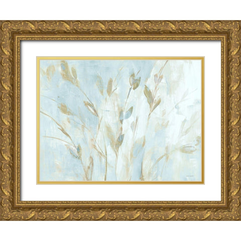 Soft Misty Leaves Gold Ornate Wood Framed Art Print with Double Matting by Loreth, Lanie