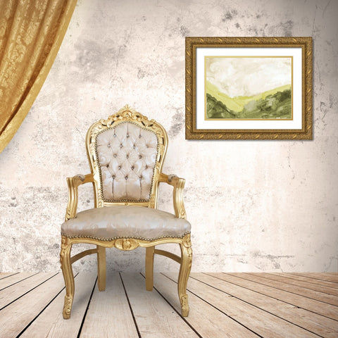 Washed Green Landscape Gold Ornate Wood Framed Art Print with Double Matting by Danelle, B.