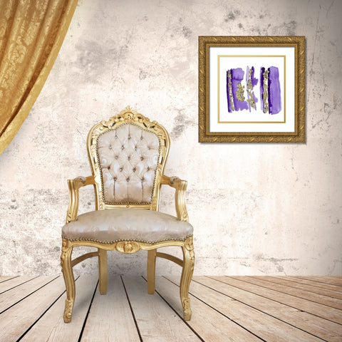 Gold Flake Purple Gold Ornate Wood Framed Art Print with Double Matting by Danelle, B.