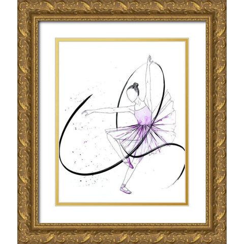 Dancing Ballerina II Gold Ornate Wood Framed Art Print with Double Matting by SD Graphics Studio