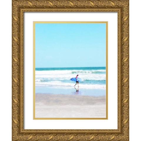 East Coast Surf Girl Gold Ornate Wood Framed Art Print with Double Matting by Wilson, Kali