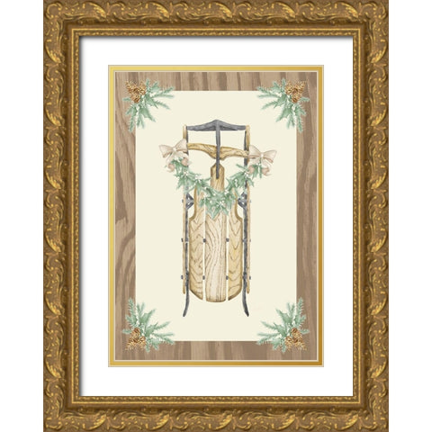 Hometown Christmas on Wood II Gold Ornate Wood Framed Art Print with Double Matting by Metz, Andi
