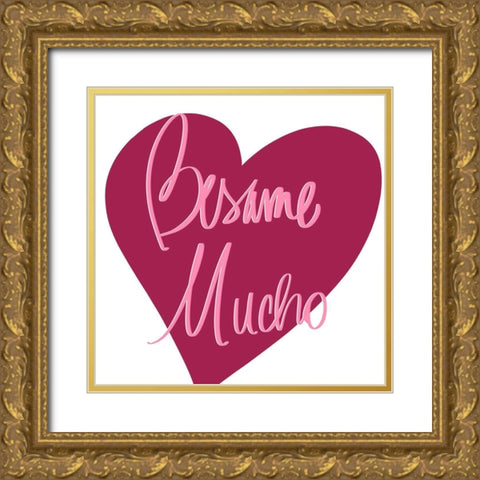 Besame Mucho Gold Ornate Wood Framed Art Print with Double Matting by SD Graphics Studio