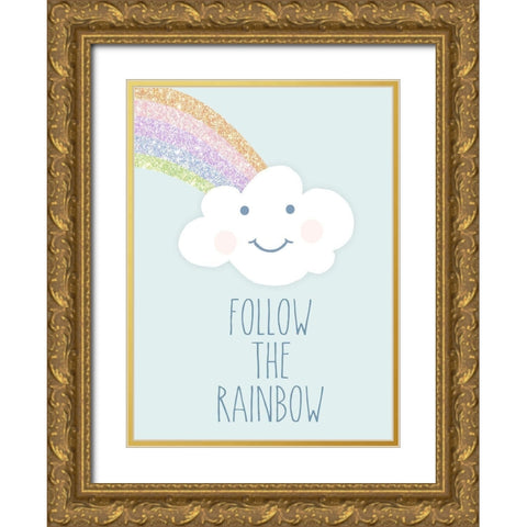 Follow the Rainbow Gold Ornate Wood Framed Art Print with Double Matting by Quach, Anna