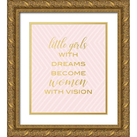 Dreams Gold Ornate Wood Framed Art Print with Double Matting by Quach, Anna